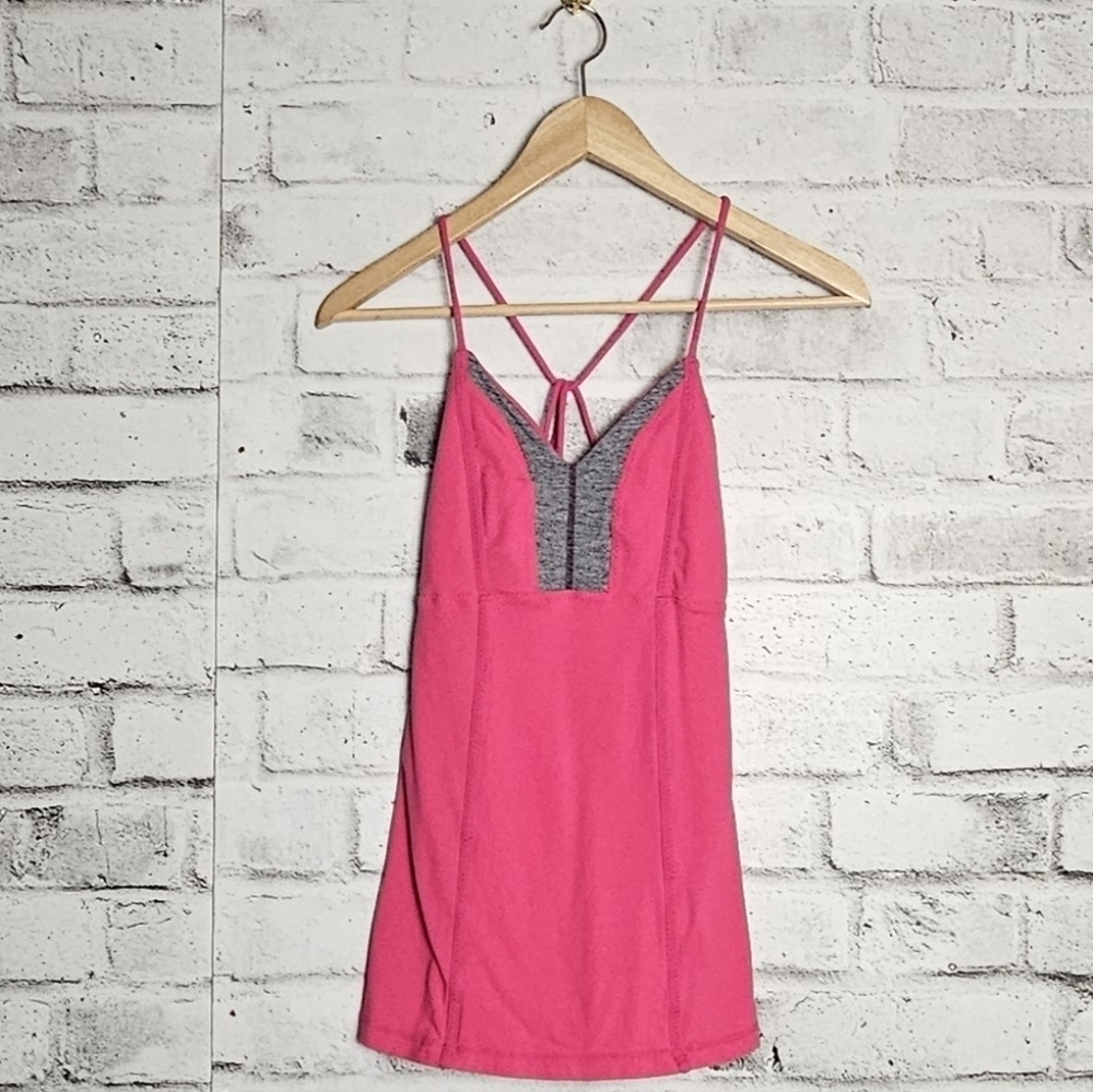 Lululemon Pink Strappy Built In Bra Tank Top Womens Size 8 Athleisure
